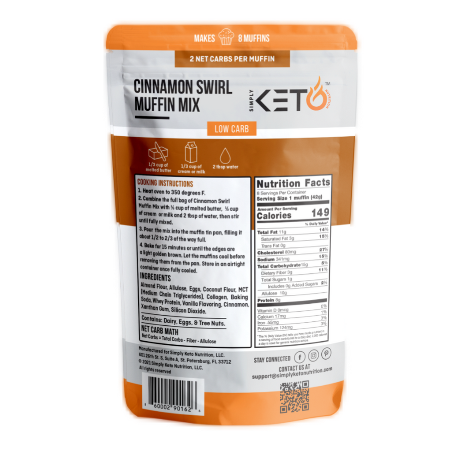 Simply Keto Nutrition | Cinnamon Swirl Muffin Mix | Low Carb & Keto Friendly